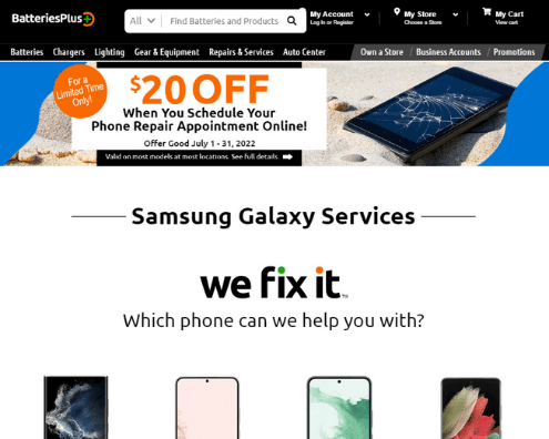 Reparación celulares Samsung Batteries Plus