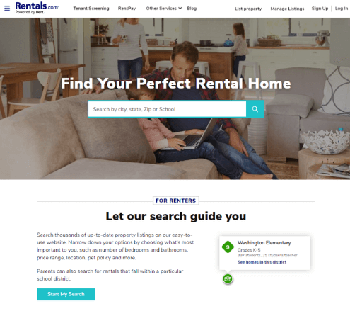 Sitios para buscar casas en renta baratas: Rentals.com